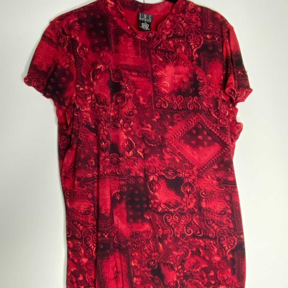 INC Red Patterned T-Shirt